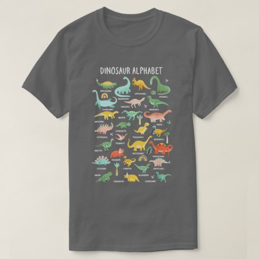 Soorten dinosaurussen, alfabet ABC, voor Kinder jo T-shirt (Design voorkant)