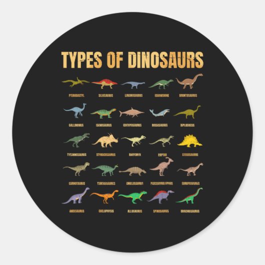 Soorten dinosaurussen - Dino-identificatie - Rex D Ronde Sticker (Voorkant)
