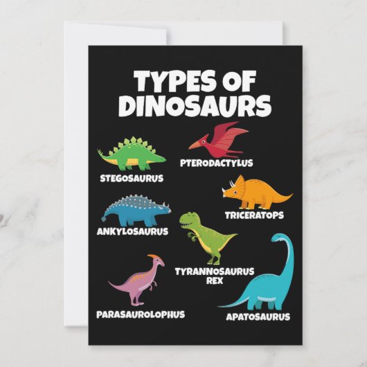 Soorten dinosaurussen liefhebber voor kinderen kaart (Voorkant)