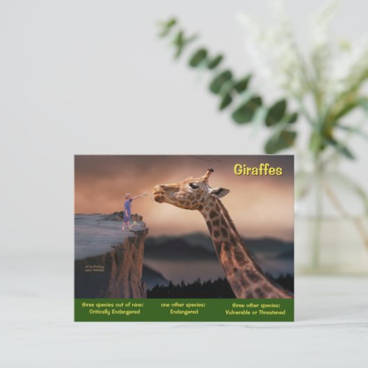 Soorten Giraffe zijn nu bedreigd - Feestdagenkaart (Staand voorkant)