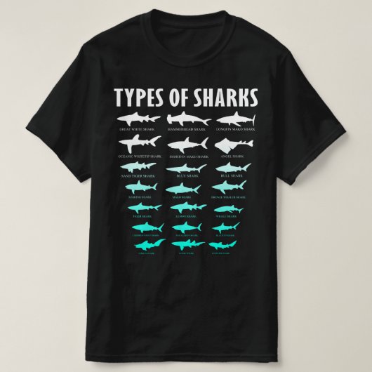soorten haaien t-shirt (Design voorkant)
