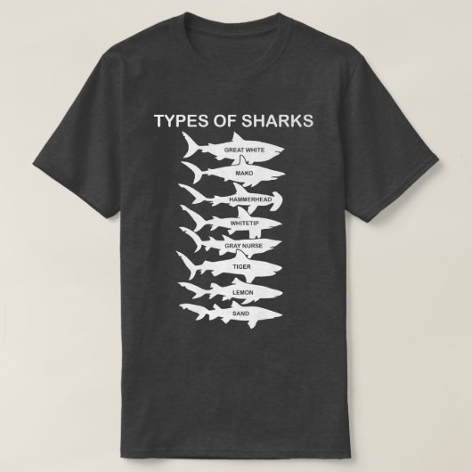 Soorten haaien t-shirt (Design voorkant)