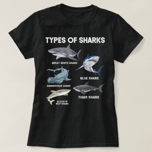 Soorten haaien  t-shirt (Design voorkant)