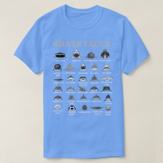 Soorten haaiengezichten t-shirt (Design voorkant)