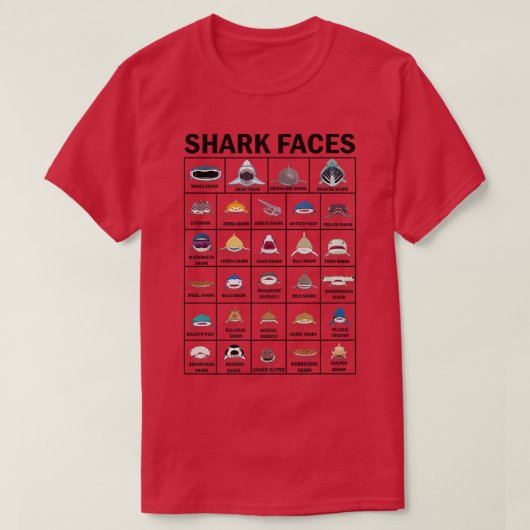 Soorten haaiengezichten t-shirt (Design voorkant)