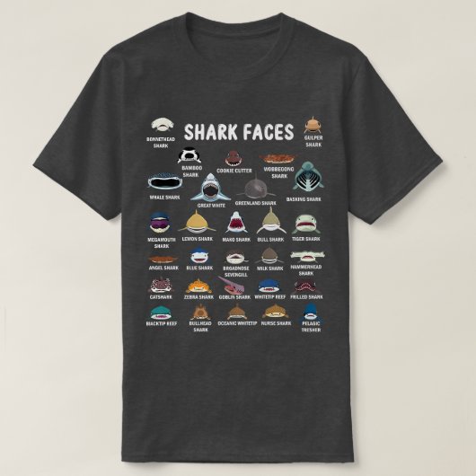 Soorten haaiengezichten t-shirt (Design voorkant)