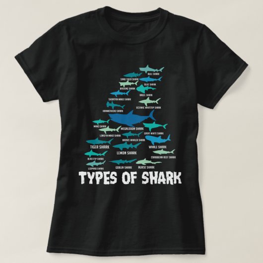 Soorten haaiensoorten Grote witte reuzenhaai T-shirt (Design voorkant)