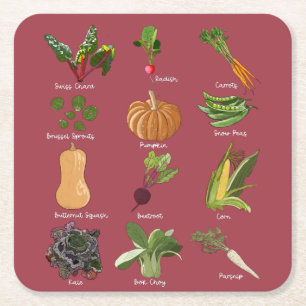 Soorten herfst Veggies Herfst Vegetable Harvest Kartonnen Onderzetters