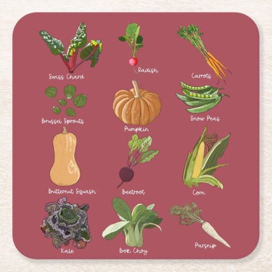 Soorten herfst Veggies Herfst Vegetable Harvest Kartonnen Onderzetters (Voorkant)