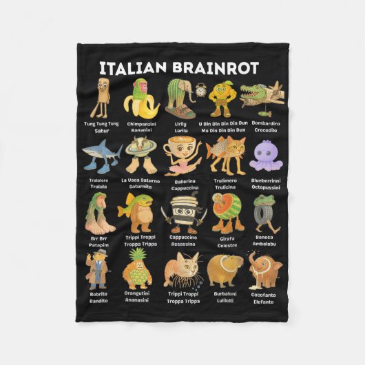 Soorten Italiaanse Brainrot Meme Karakter Hand Get Fleece Deken (Voorkant)
