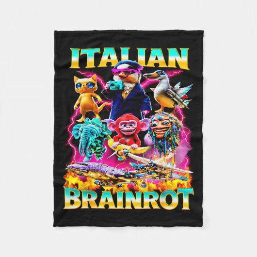 Soorten Italiaanse Brainrot Meme Karakter Hand Get Fleece Deken (Voorkant)