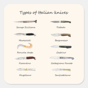 Soorten Italiaanse messen Vierkante Sticker