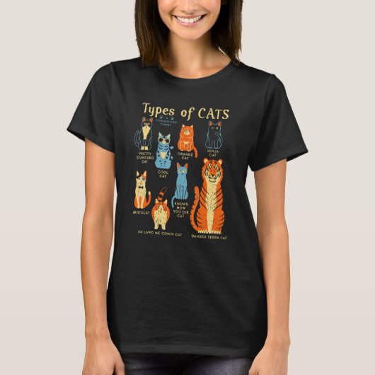 soorten katten t-shirt (Voorkant)