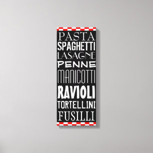 Soorten keukenkunst van pasta's canvas afdruk
