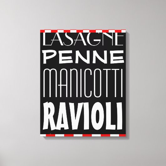 Soorten keukenkunst van pasta's canvas afdruk (Voorkant)