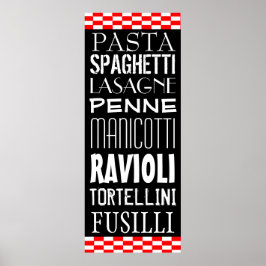 Soorten keukenkunst van pasta's poster