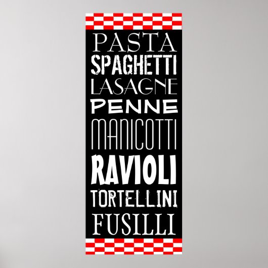 Soorten keukenkunst van pasta's poster (Voorkant)