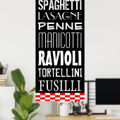 Soorten keukenkunst van pasta's poster (Thuiskantoor)