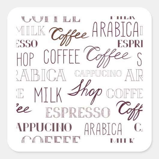 Soorten koffie-Drinken Vierkante Sticker (Voorkant)