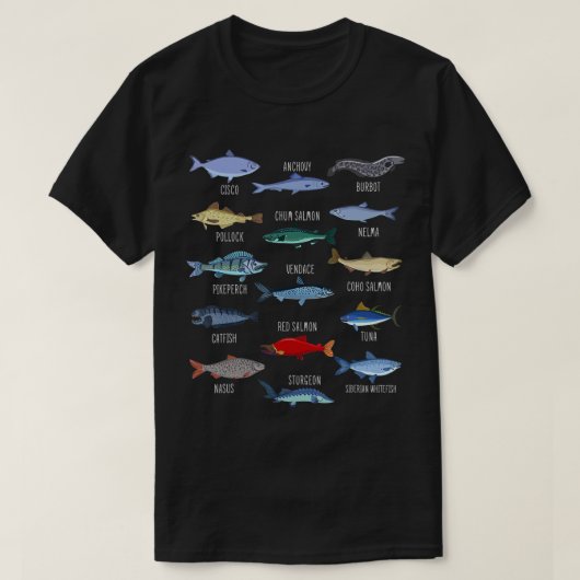 Soorten soorten zalm t-shirt (Design voorkant)