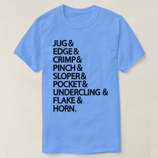 Soorten steigers voor het rotsen van klimmers t-shirt (Design voorkant)