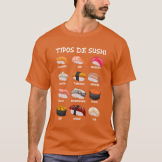Soorten Sushi Voedsel Japan Voedsel Manga Anime fa T-shirt