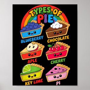Soorten Taart Grappige Pi Dag Wiskunde Docent Geek Poster
