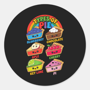 Soorten Taart Grappige Pi Dag Wiskunde Docent Geek Ronde Sticker