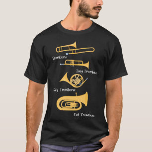 Soorten trombones trombonist jazzmuzikant t-shirt