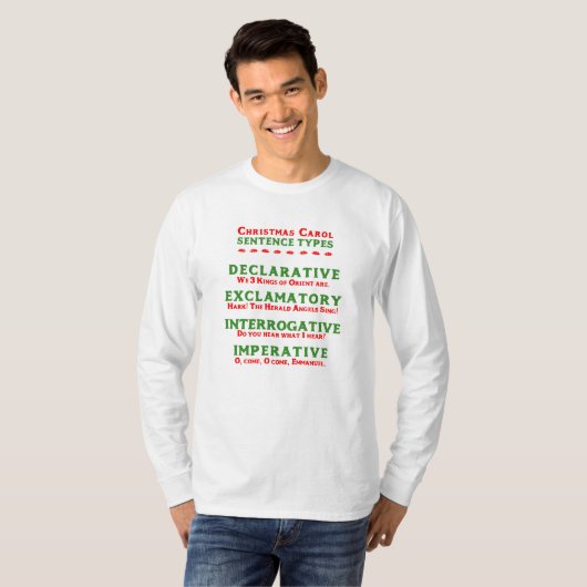 Soorten zinnen van Christmas Carols T-shirt (Voorkant volledig)