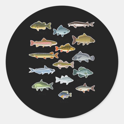 Soorten zoetwatervis Gevist Ronde Sticker (Voorkant)