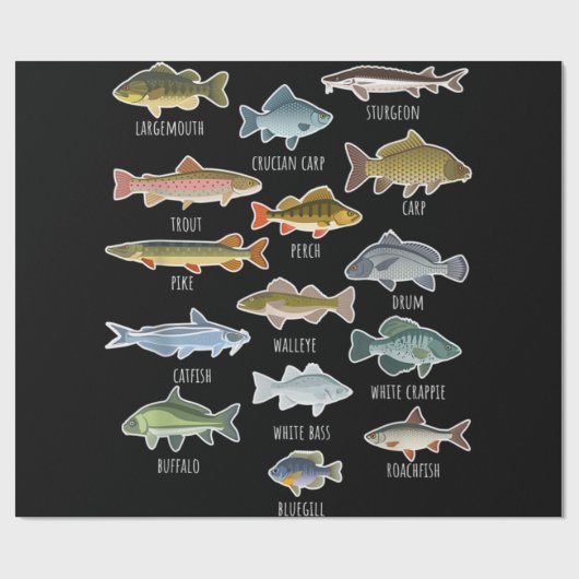 Soorten zoetwatervissoorten Gevist Cadeaupapier (Vlak)