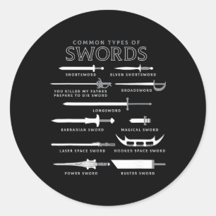 Soorten Zwaarden Ronde Sticker