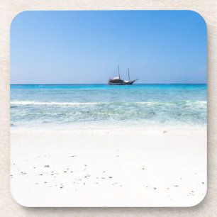 Soortgelijk strand en turkooisblauw zee bier onderzetter