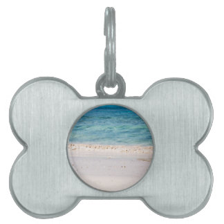 Soortgelijk strand en turkooisblauw zee huisdieren naamplaatje