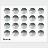 Soortgelijk strand en turkooisblauw zee ronde sticker (Vel)