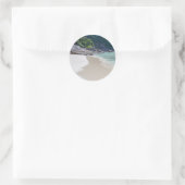 Soortgelijk strand en turkooisblauw zee ronde sticker (Tas)