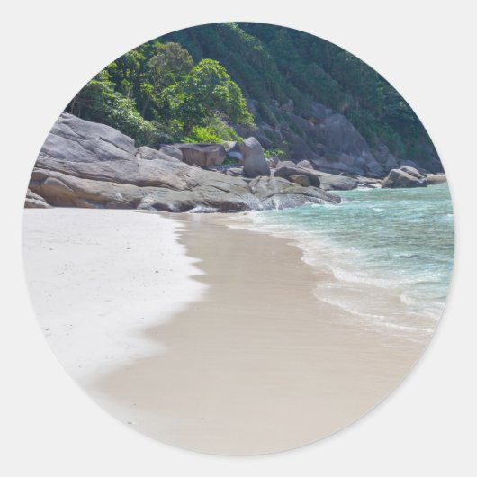 Soortgelijk strand en turkooisblauw zee ronde sticker (Voorkant)
