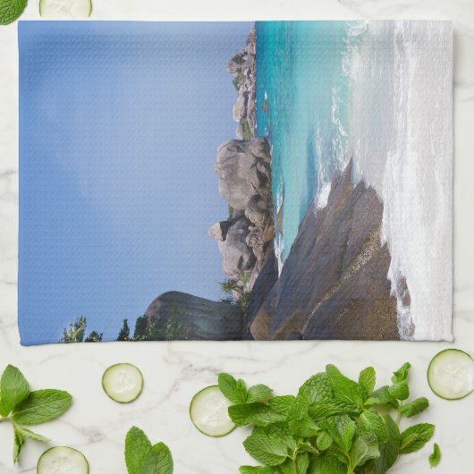 Soortgelijk strand en turkooisblauw zee theedoek (Gevouwen)