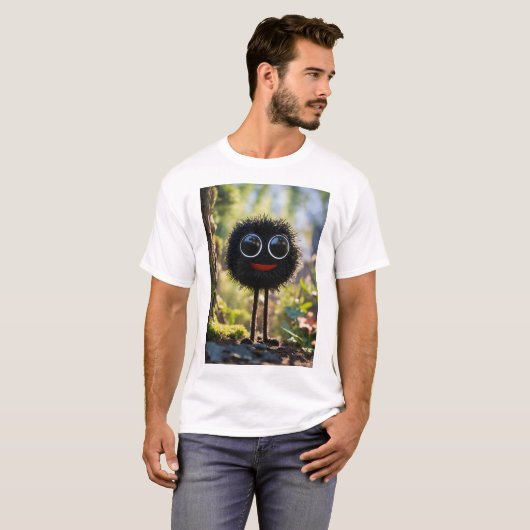 "Soot Sprite Whimsy: Studio Ghibli's speelse pufje T-shirt (Voorkant volledig)