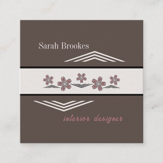 Soothing Earth Tones Cherry Blossom Business Card Vierkante Visitekaartje (Voorkant)