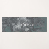 Soothing Slate Green Floral Typography Monogram Yogamat (Voorkant (horizontaal))