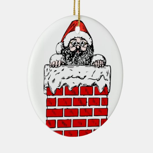 Sooty Santa in Chimney met kerstversiering Keramisch Ornament (Rechts)
