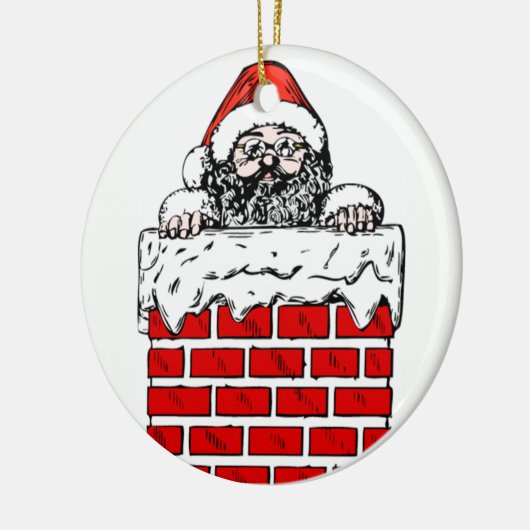 Sooty Santa in Chimney met kerstversiering Keramisch Ornament (Links)