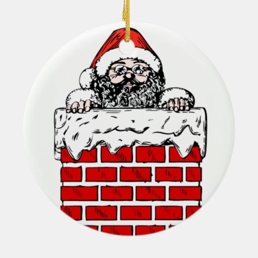 Sooty Santa in Chimney met kerstversiering Keramisch Ornament (Achterkant)
