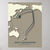 Sooty Shearwater Migration Map – Minimalistisch Poster (Voorkant)