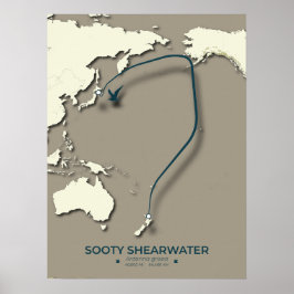 Sooty Shearwater Migration Map – Minimalistisch Poster