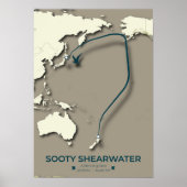 Sooty Shearwater Migration Map – Minimalistisch Poster (Voorkant)