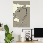 Sooty Shearwater Migration Map – Minimalistisch Poster (Thuiskantoor)