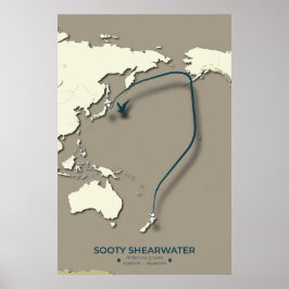 Sooty Shearwater Migration Map – Minimalistisch Poster